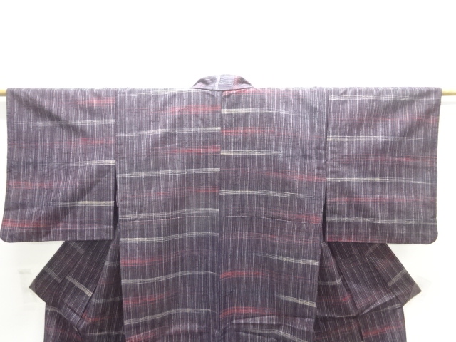  格子織り出し単衣着物